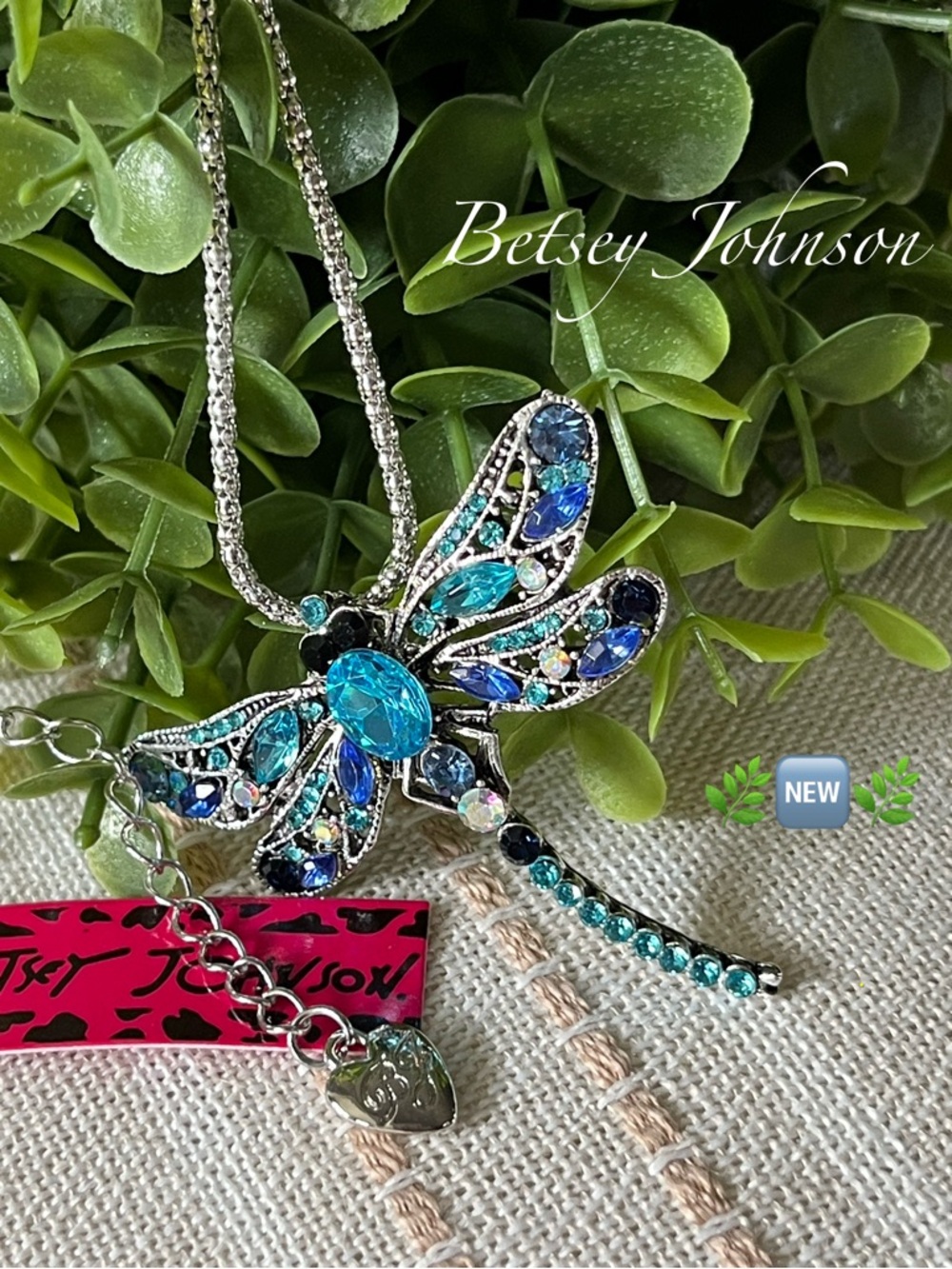 Betsey Johnson Turquoise Blue Dragonfly Pendant Necklace ~🆕~